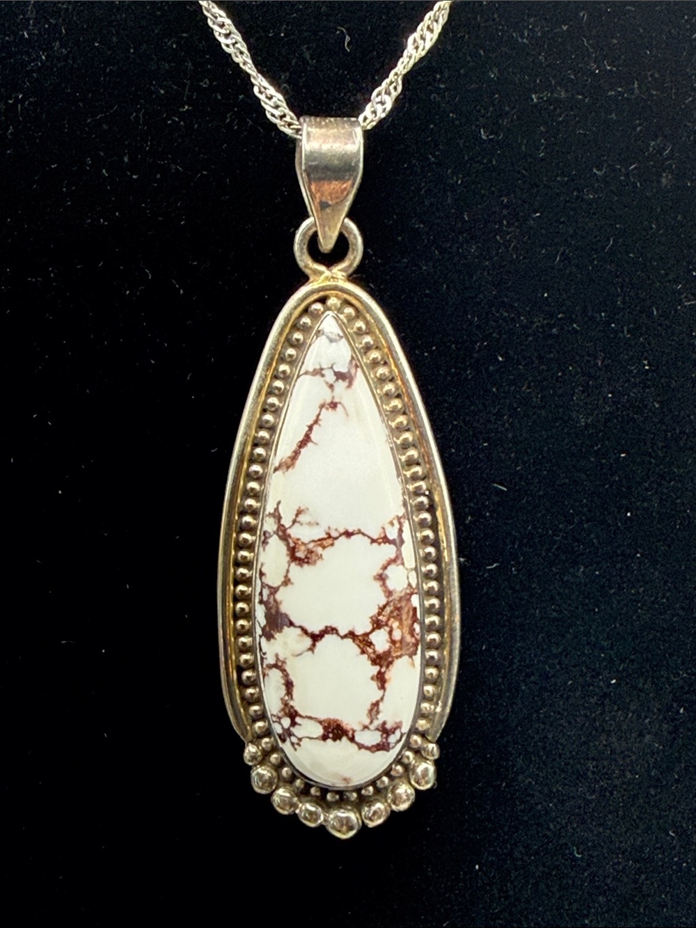 925 Sterling Silver Western Wild Horse Teardrop Pendant Necklace on 18” Chain